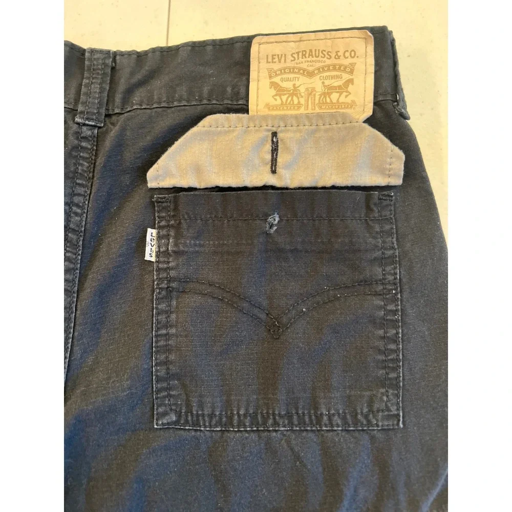 Levi's Cargo Shorts‎ Twill Utility Workwear Casual Everyday Black W32 FLAW